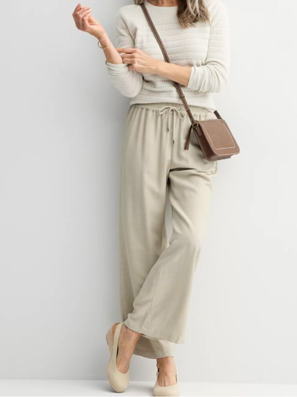 NWT croft & barrow Beige Wide-Leg Drawstring Pants size 1X